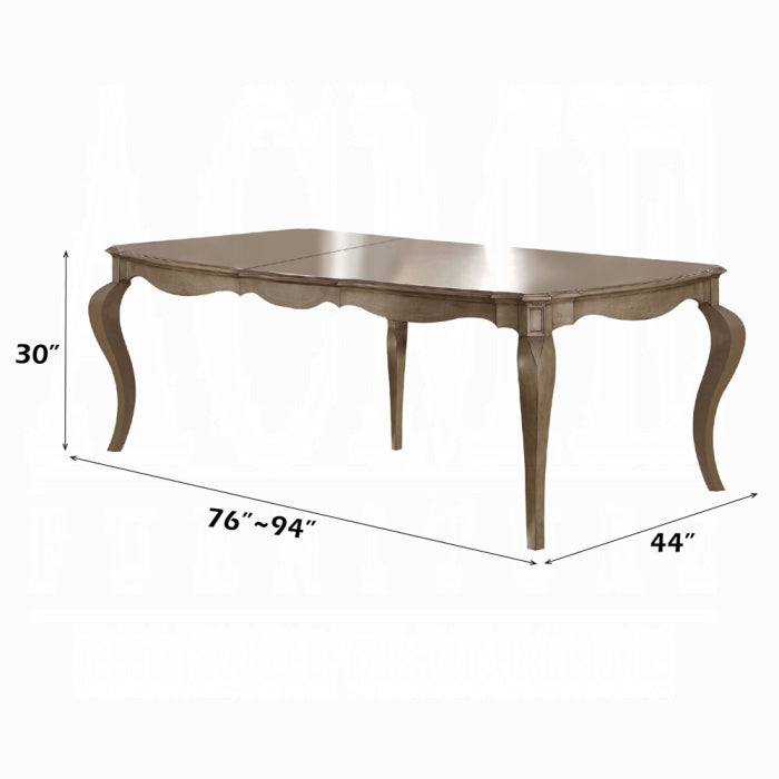 Acme 66050-52-53 7 pc Astoria grand chelmsford antique taupe finish wood beige fabric dining table set