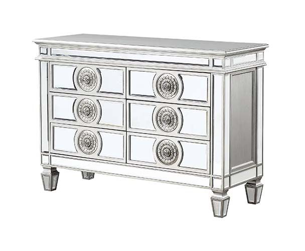 Acme 66159 Rosdorf park varian antique platinum finish wood mirror accents server sideboard