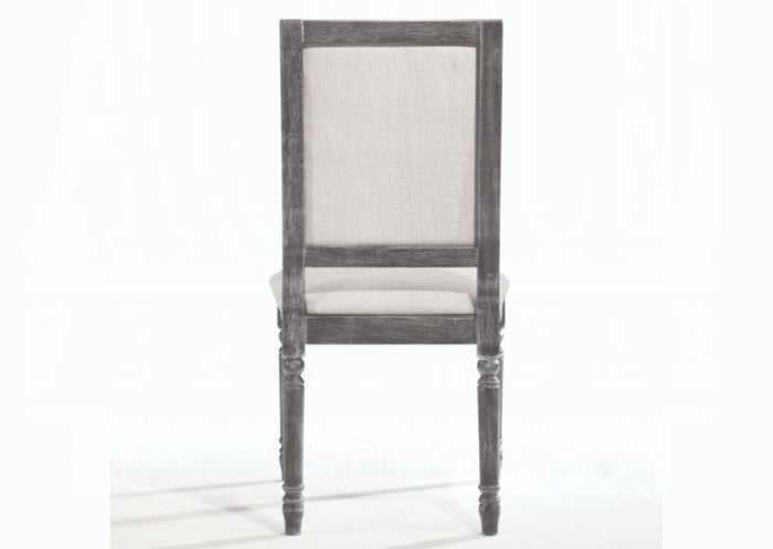 Acme 66180-82 7 pc Ophelia & Co. ashly leventis weathered gray finish wood double pedestal dining table set