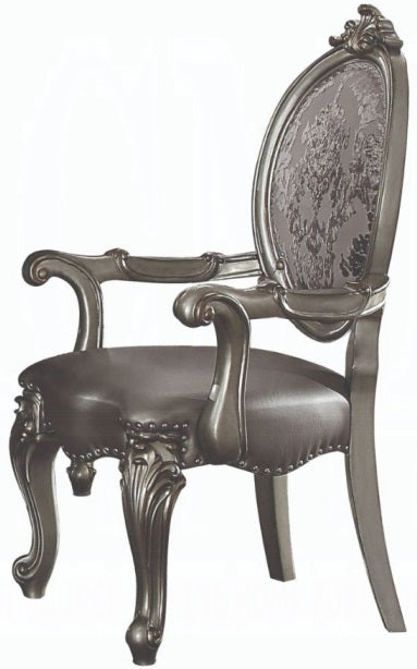 Acme 66820-22-23 7 pc Astoria grand roza versailles antique platinum finish wood double pedestal dining table set