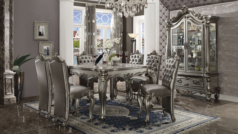 Acme 66835-37 7 pc Astoria grand merrydale versailles antique platinum finish wood counter height dining table set