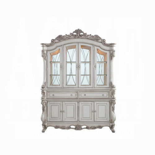 Acme 67444 Astoria grand gorsedd antique white finish wood curio china cabinet hutch and buffet