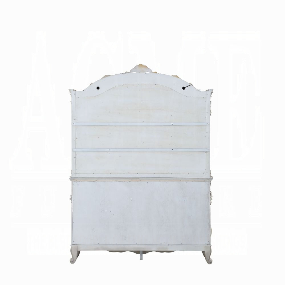 Acme 67444 Astoria grand gorsedd antique white finish wood curio china cabinet hutch and buffet