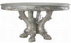 Acme 68180-72 7 pc Astoria grand penaflor dresden vintage bone finish wood 60" round dining table set