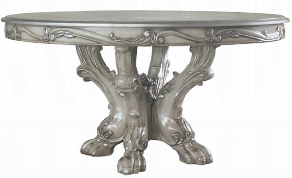 Acme 68180-72 7 pc Astoria grand penaflor dresden vintage bone finish wood 60" round dining table set