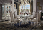Acme 68180-72 7 pc Astoria grand penaflor dresden vintage bone finish wood 60" round dining table set