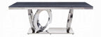 Acme 68255-64 7 pc Nasir modern glam chrome metal and grey faux marble top dining table set