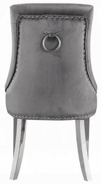 Acme 68250-64 7 pc Zander modern glam chrome metal and white faux marble top dining table set