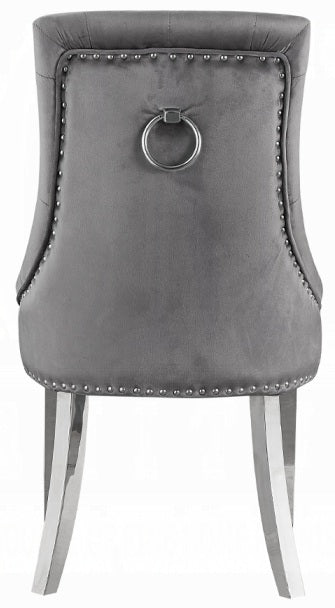 Acme 68250-64 7 pc Zander modern glam chrome metal and white faux marble top dining table set