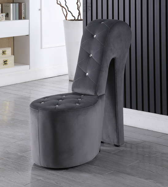 Best Master Grey Velvet High Heel Shoe Accent Chair – 6900VG