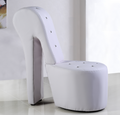 Best Master White Faux Leather Crystal Tufted High Heel Shoe Accent Chair – 6900W