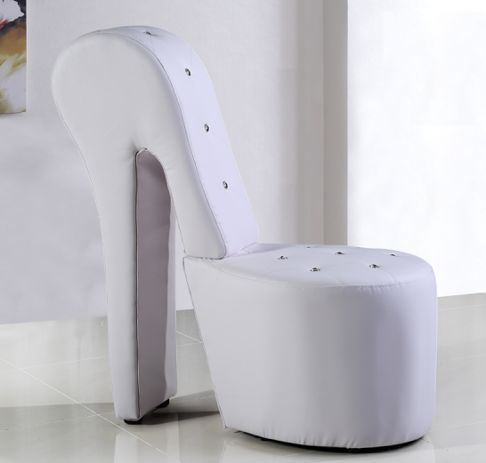 Best Master White Faux Leather Crystal Tufted High Heel Shoe Accent Chair – 6900W
