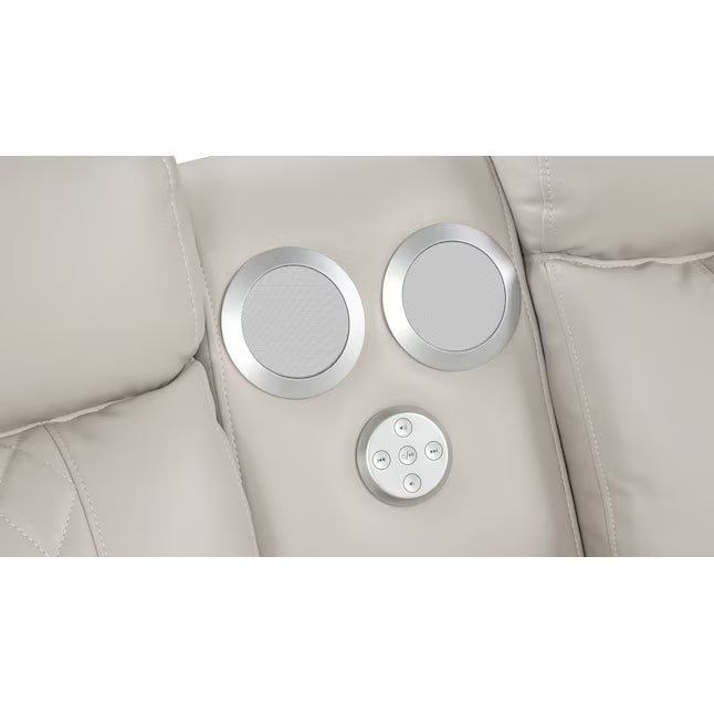 3 pc Lacrosse ice faux leather power motion sectional sofa with LED , USB charging, cup holders Bluetooth speakers