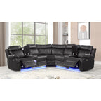 3 pc Lacrosse grey faux leather power motion sectional sofa with LED , USB charging, cup holders Bluetooth speakers
