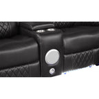 3 pc Lacrosse grey faux leather power motion sectional sofa with LED , USB charging, cup holders Bluetooth speakers