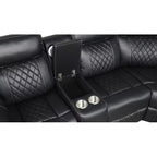 3 pc Lacrosse grey faux leather power motion sectional sofa with LED , USB charging, cup holders Bluetooth speakers