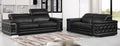 Global United 692BK-2PC 2 pc Orren ellis ferrara divanitalia black italian leather sofa and love seat set