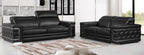 Global United 692BK-2PC 2 pc Orren ellis ferrara divanitalia black italian leather sofa and love seat set