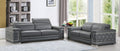 Global United 692GY-2PC 2 pc Orren ellis ferrara divanitalia gray italian leather sofa and love seat set