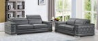 Global United 692GY-2PC 2 pc Orren ellis ferrara divanitalia gray italian leather sofa and love seat set