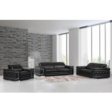 Global United 692BK-2PC 2 pc Orren ellis ferrara divanitalia black italian leather sofa and love seat set