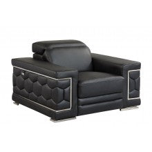 Global United 692BK-2PC 2 pc Orren ellis ferrara divanitalia black italian leather sofa and love seat set
