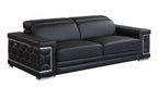 Global United 692BK-2PC 2 pc Orren ellis ferrara divanitalia black italian leather sofa and love seat set
