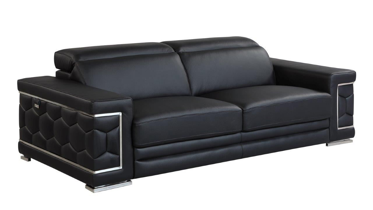 Global United 692BK-2PC 2 pc Orren ellis ferrara divanitalia black italian leather sofa and love seat set