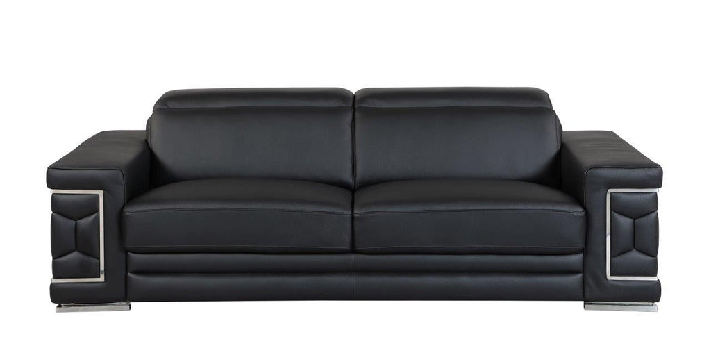 Global United 692BK-2PC 2 pc Orren ellis ferrara divanitalia black italian leather sofa and love seat set