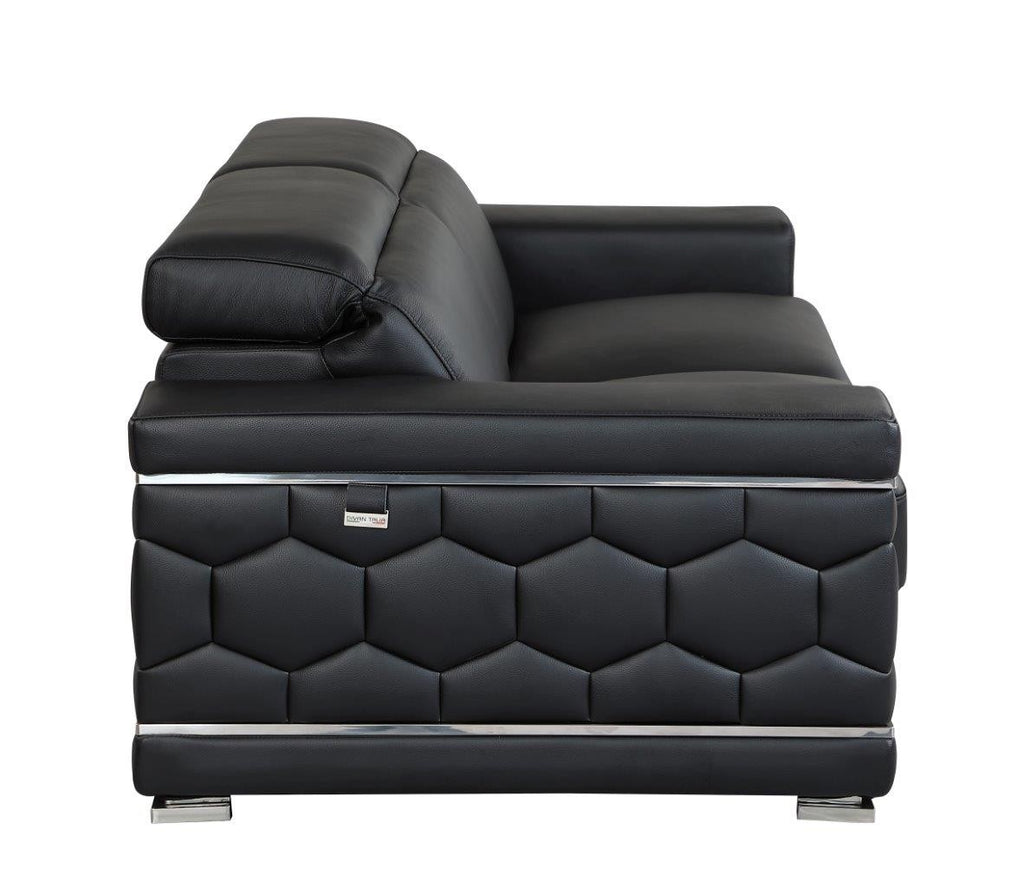 Global United 692BK-2PC 2 pc Orren ellis ferrara divanitalia black italian leather sofa and love seat set