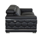 Global United 692BK-2PC 2 pc Orren ellis ferrara divanitalia black italian leather sofa and love seat set