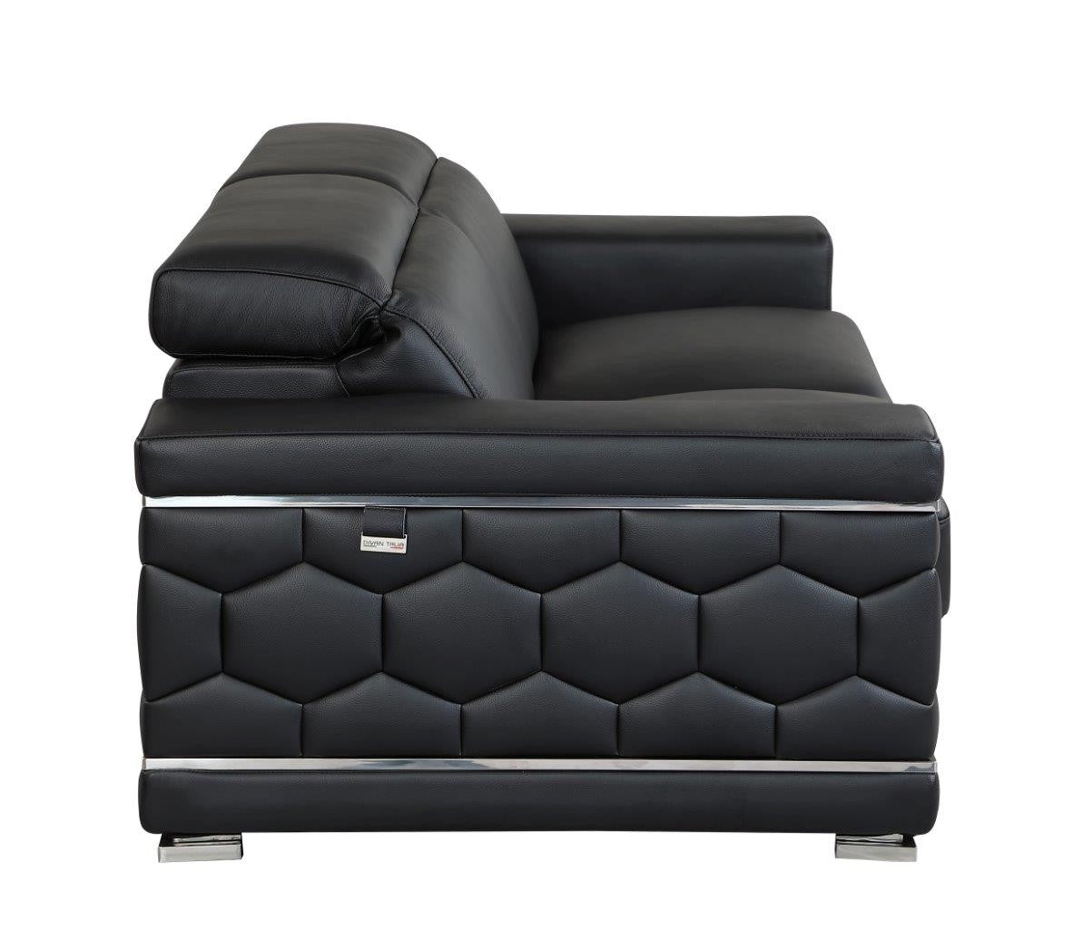 Global United 692BK-2PC 2 pc Orren ellis ferrara divanitalia black italian leather sofa and love seat set