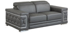 Global United 692GY-2PC 2 pc Orren ellis ferrara divanitalia gray italian leather sofa and love seat set