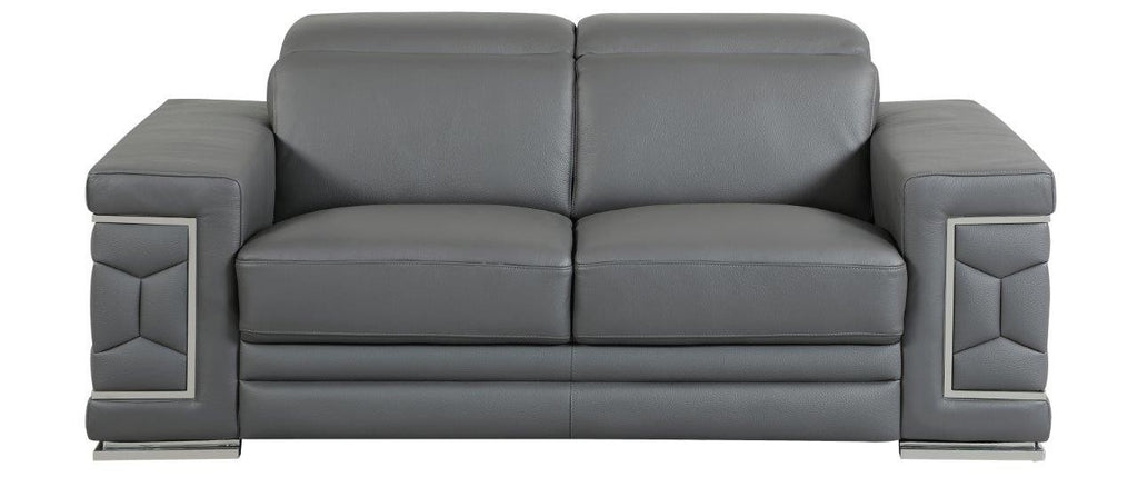 Global United 692GY-2PC 2 pc Orren ellis ferrara divanitalia gray italian leather sofa and love seat set