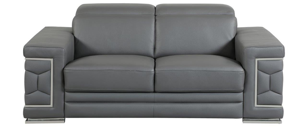 Global United 692GY-2PC 2 pc Orren ellis ferrara divanitalia gray italian leather sofa and love seat set