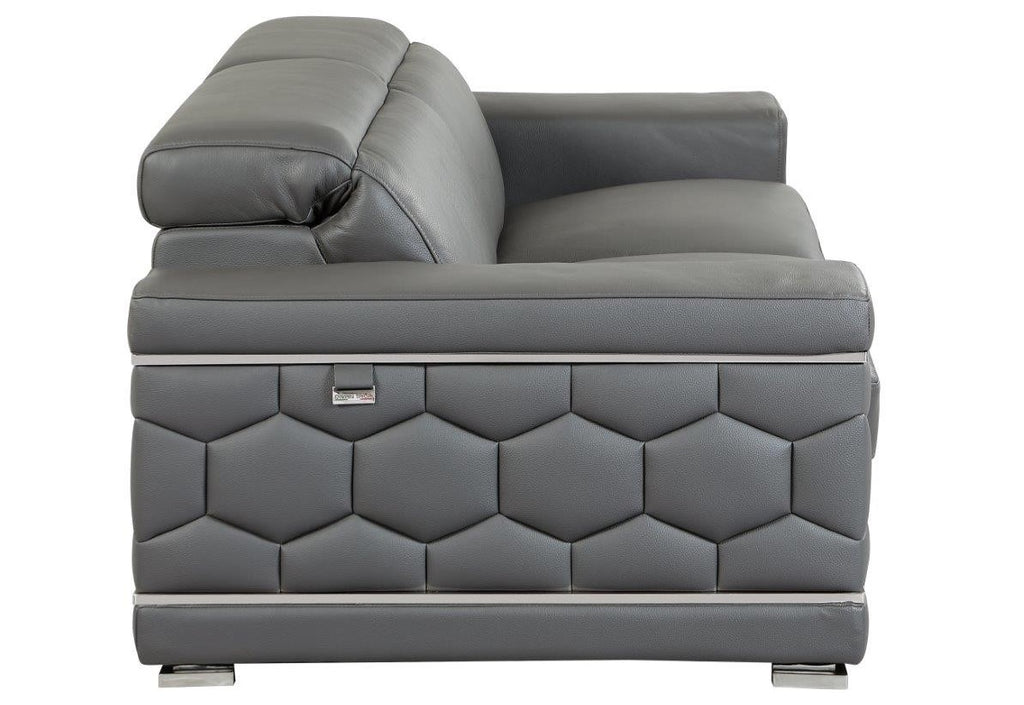 Global United 692GY-2PC 2 pc Orren ellis ferrara divanitalia gray italian leather sofa and love seat set