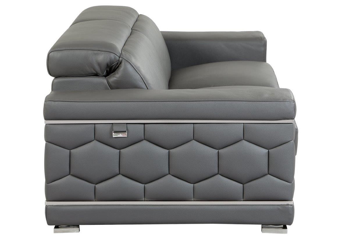 Global United 692GY-2PC 2 pc Orren ellis ferrara divanitalia gray italian leather sofa and love seat set