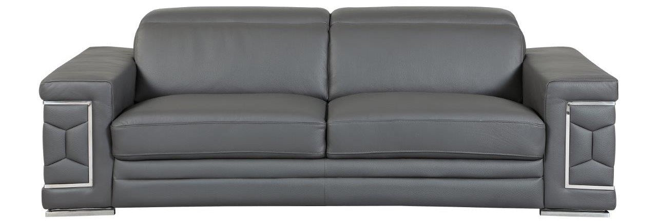 Global United 692GY-2PC 2 pc Orren ellis ferrara divanitalia gray italian leather sofa and love seat set