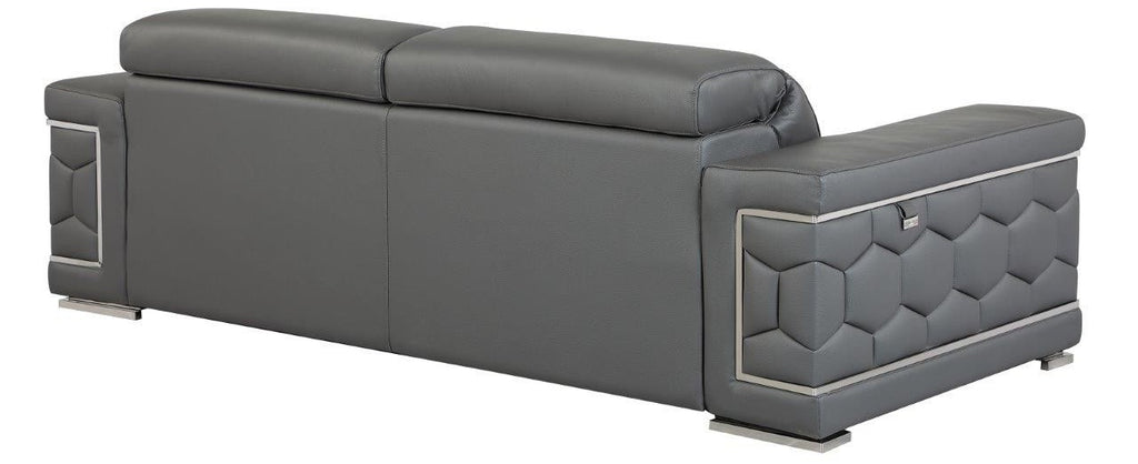 Global United 692GY-2PC 2 pc Orren ellis ferrara divanitalia gray italian leather sofa and love seat set