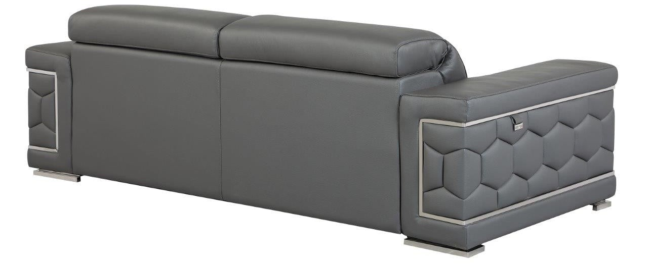 Global United 692GY-2PC 2 pc Orren ellis ferrara divanitalia gray italian leather sofa and love seat set