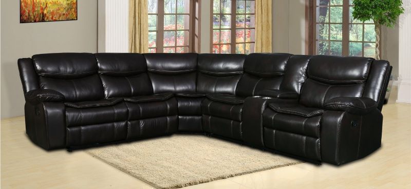 Global United 6967BR-3PC 3 pc Red barrel studio quincy brown leather aire reclining sectional sofa set