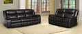 Global United 6967DB-2PC 2 pc Red barrell studio brown leather aire sofa and love seat with recliner ends
