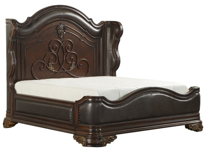 Homelegance 1603-4PC 4 pc Astoria grand cherry finish wood low profile footboard queen bedroom set