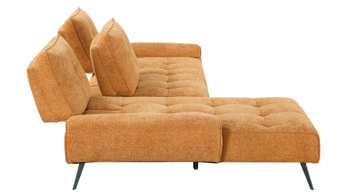 Homelegance 8400RNG-2LC2R 2 pc Pleasure orange chenille fabric sectional sofa set adjustable back rests