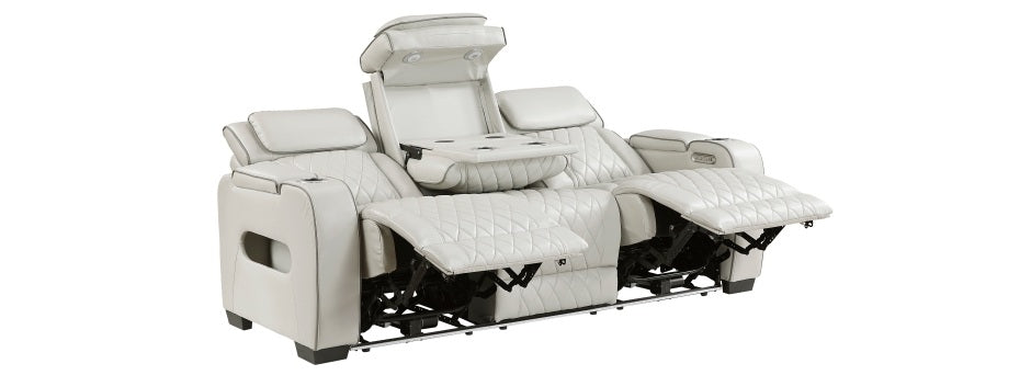 Homelegance 9516TPE-2PWH 2 pc Fairway taupe breathable faux leather power motion sofa and love seat set USB LED