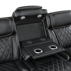 Homelegance 9516BLK-2PWH 2 pc Fairway black breathable faux leather power motion sofa and love seat set USB LED