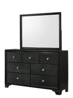 B4350 4 pc Micah modern black finish wood padded headboard LED bedroom set