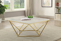 Coaster 700846 Mercer 41 flack modern faux marble top polished brass metal square coffee table