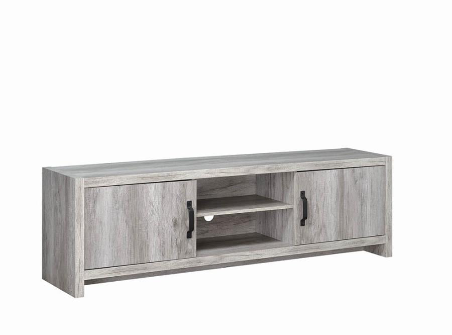 Coaster 701025 Union rustic parkchester grey driftwoiod finish wood 71" tv stand with cabinets