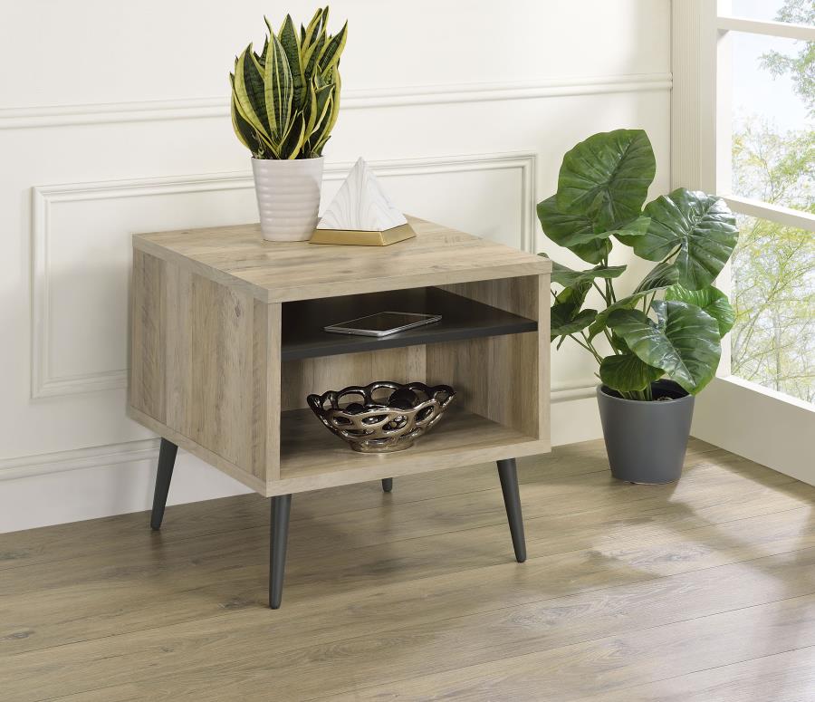 Coaster 701037 Welsh antique pine and grey finish wood end table mid century modern
